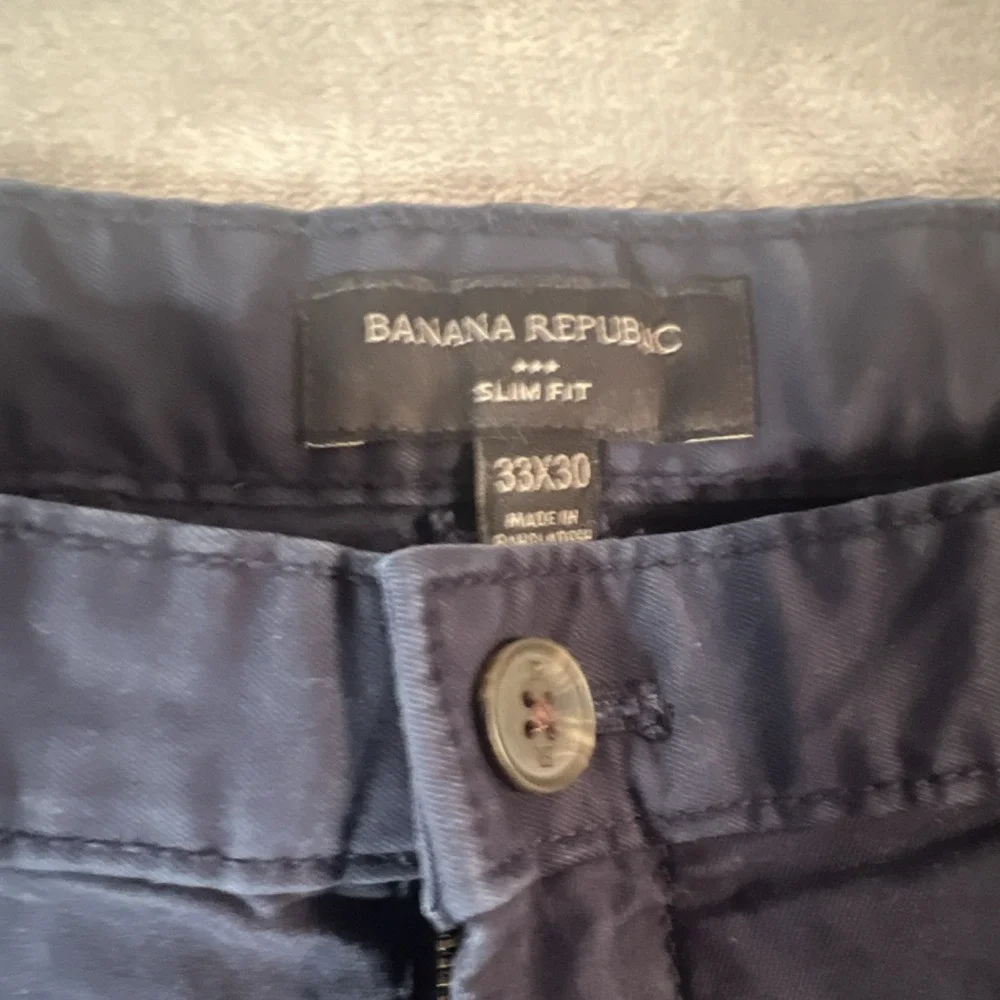 Banana Republic Mens Pants 33x30 Slim Fit Chino Pants Navy Blue Casual Stretch